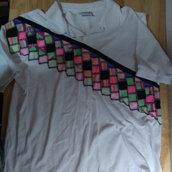 Vintage Crystal Springs Neon Checker Pattern Polo - Picture 1 of 8